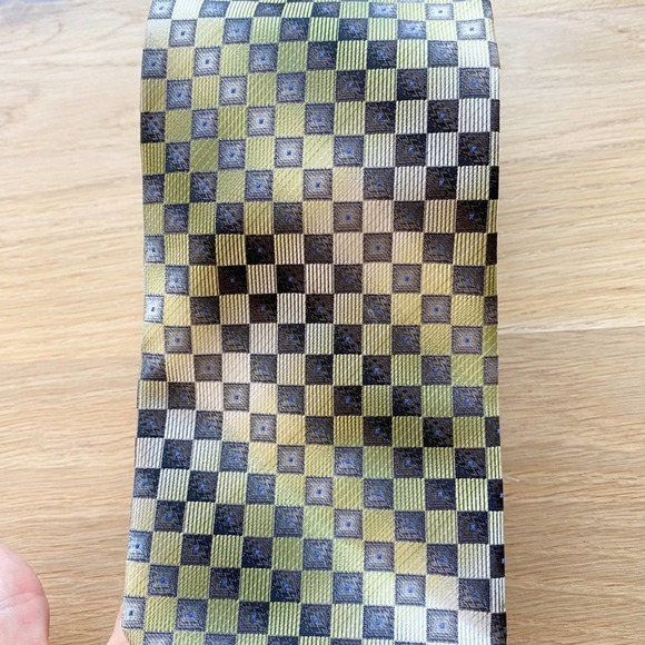 ALEXANDER JULIAN COLOURS Men's Silver/Green/Black Check Handmade Necktie sz OS - Picture 4 of 10